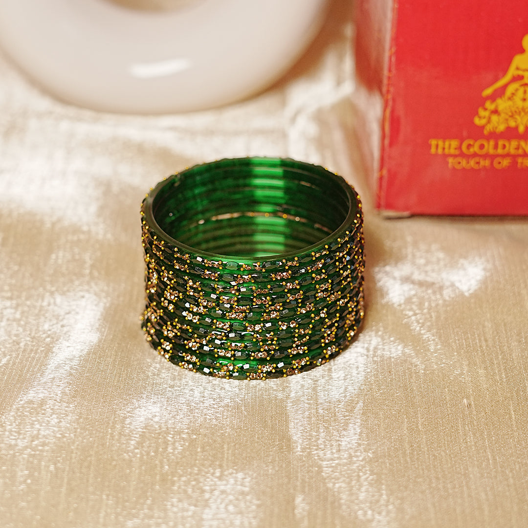 Multiple Color Glass Bangle with Beads Studded for Women & Girls (Pack of 12 Bangles)