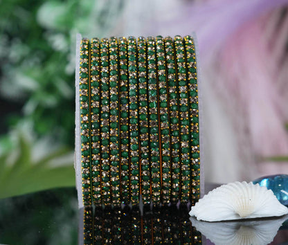 Glass Bangles with Beads Studded for Women & Girls | Multiple Color Chudiyan (Pack of 12 Bangles)
