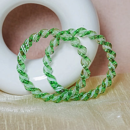 Glossy Finish Spiral Look Glass Kada Bangle for Women & Girls (Pack of 2)