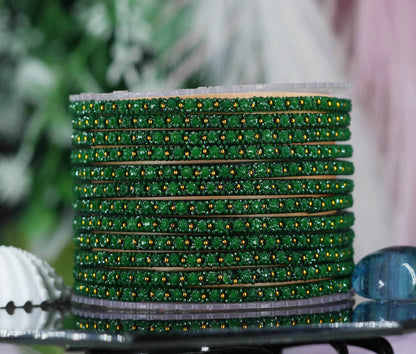 Glass Bangle with Golden Ball Studded for Women & Girls (Pack of 12 Bangles)