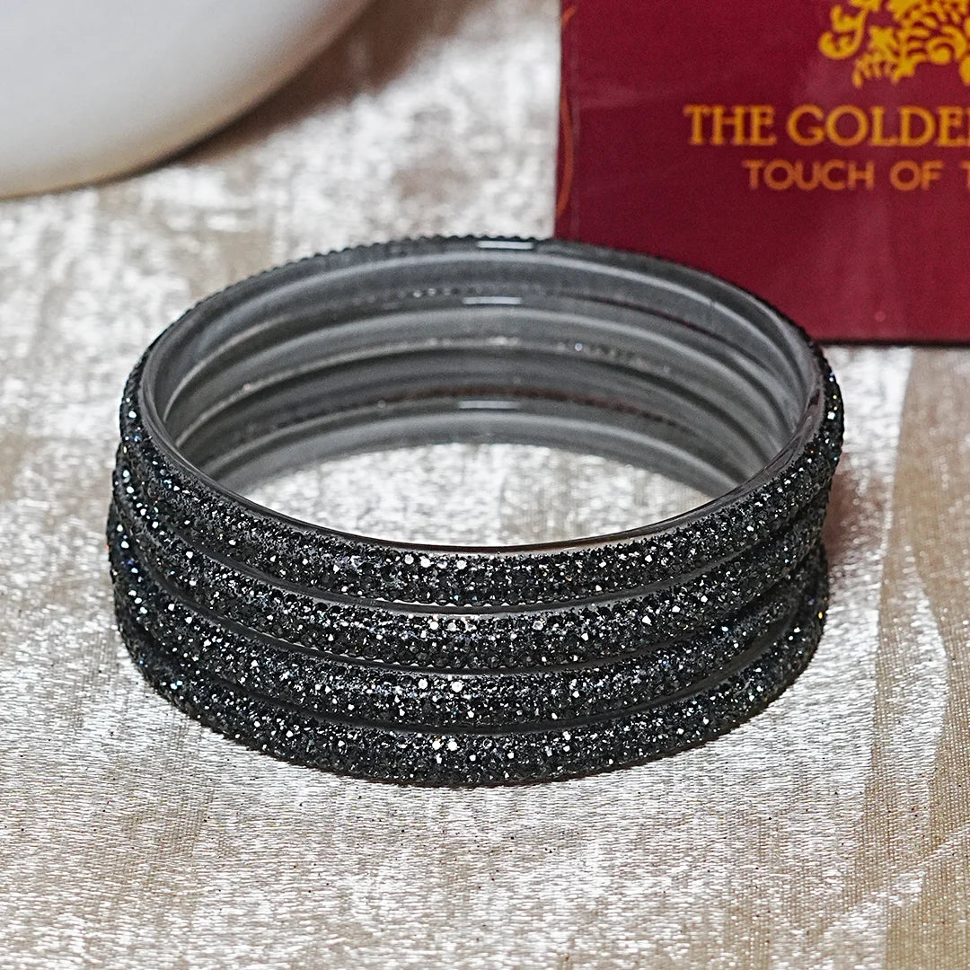 Handmade Designer Beads Work Glass Kada Bangles for Women & Girls (Pack of 4)