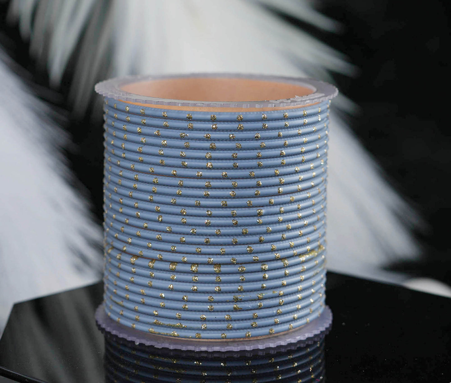 Grey Dot Design Matte Finish Metal Bangle for Women & Girls (Pack of 24)