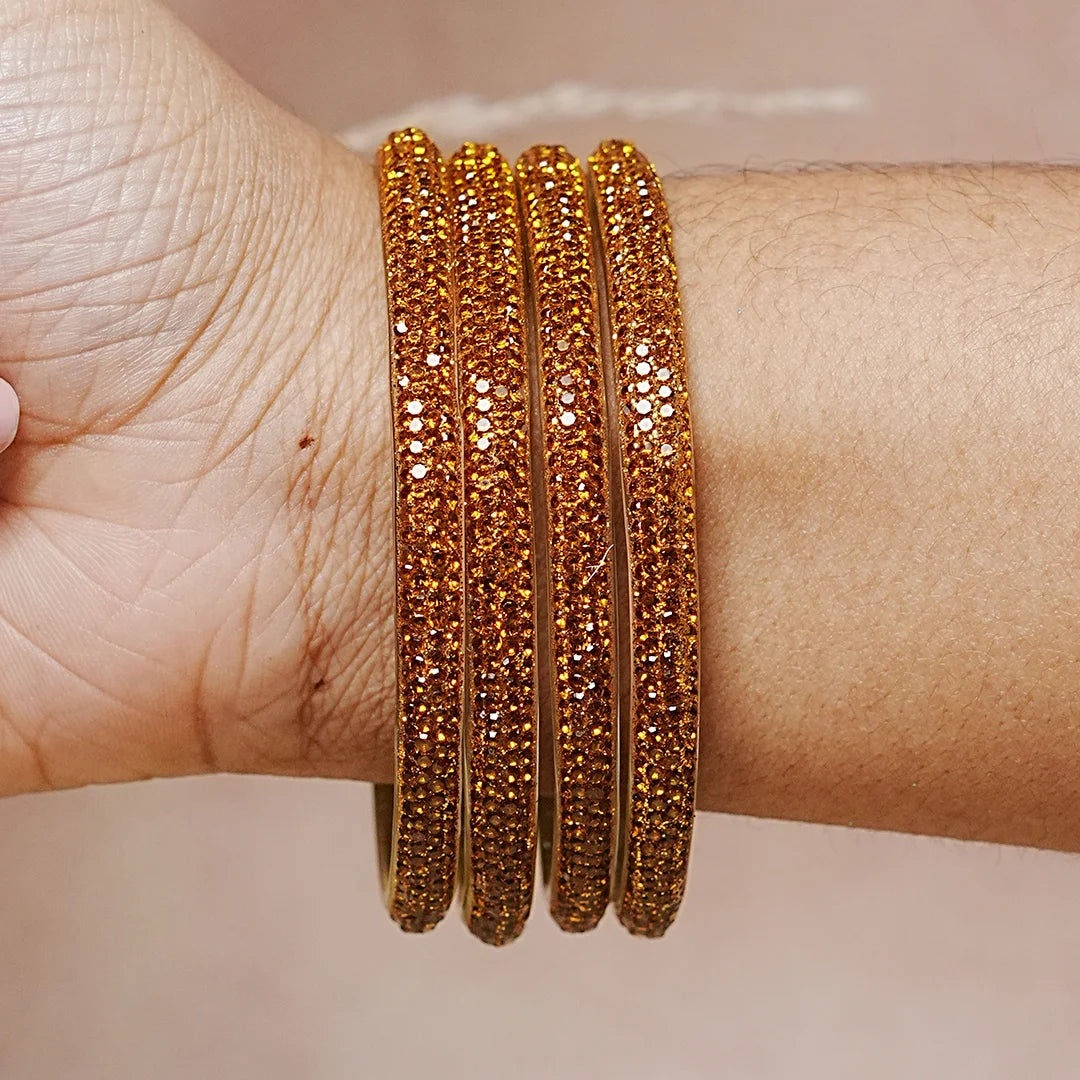 Handmade Designer Beads Work Glass Kada Bangles for Women & Girls (Pack of 4)