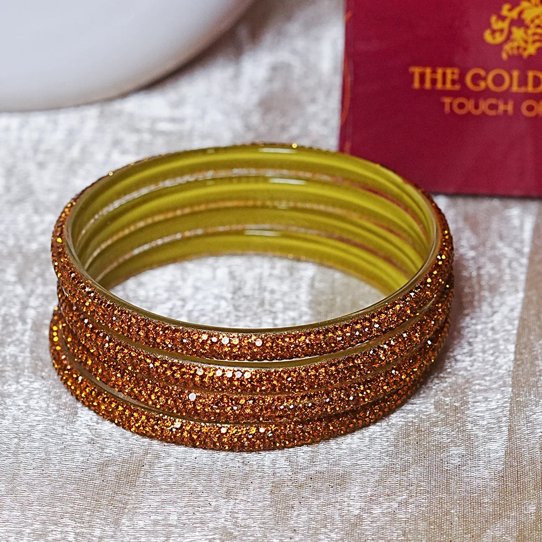 Handmade Designer Beads Work Glass Kada Bangles for Women & Girls (Pack of 4)