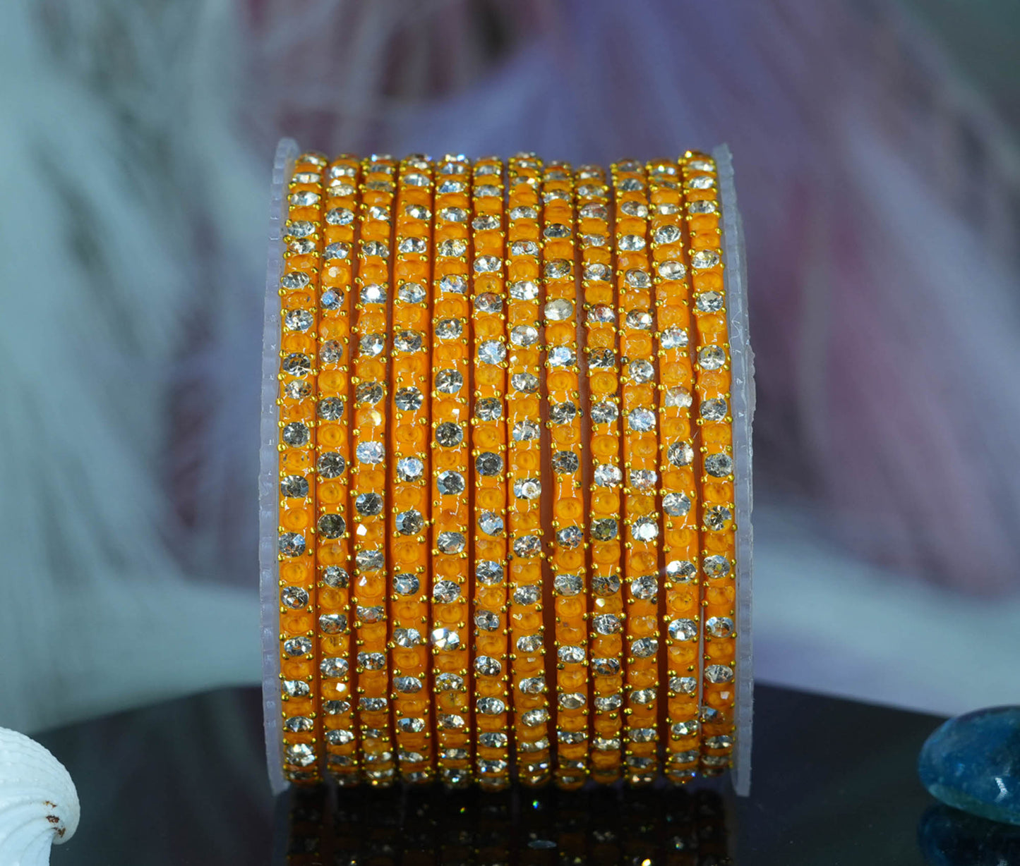 Glass Bangle with Beads Studded for Women & Girls (Pack 12 Bangles)