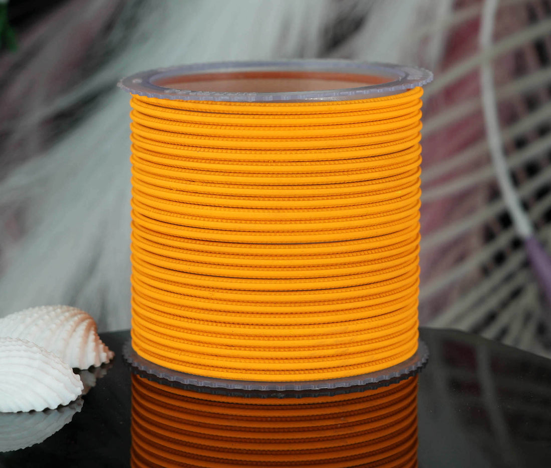 Haldi Color Plain Matte Metal Bangles for Women & Girls (Pack of 24)