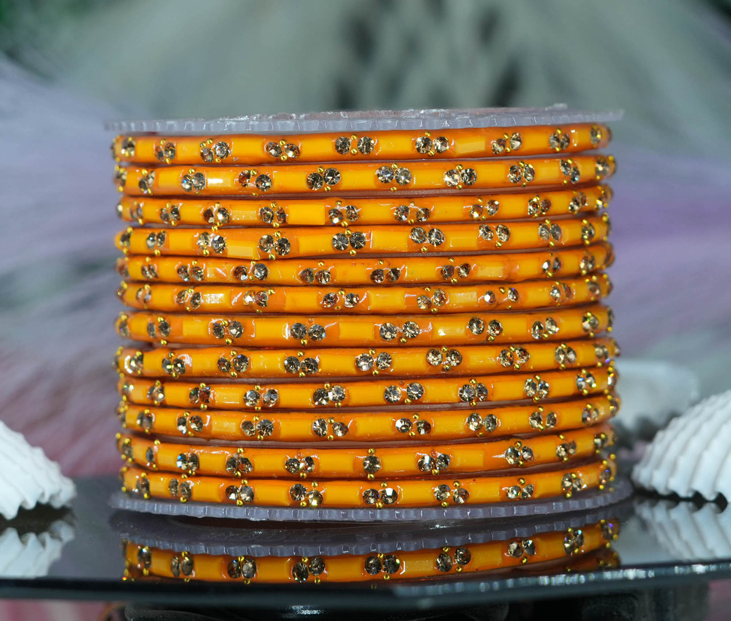 Multiple Color Glass Bangles with Beads Studded for Women & Girls (Pack of 12 Bangles)