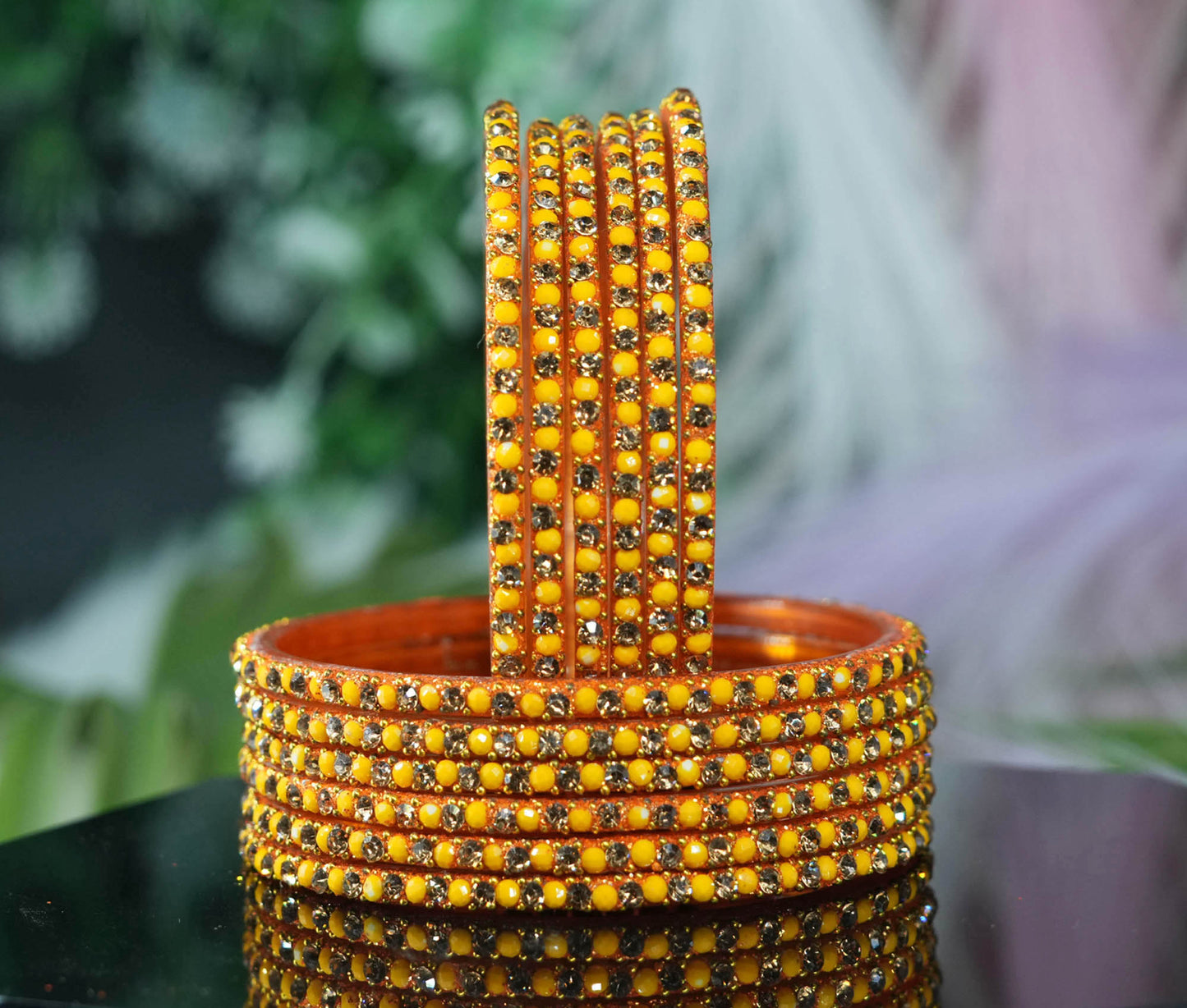Glass Bangles with Beads Studded for Women & Girls | Multiple Color Chudiyan (Pack of 12 Bangles)