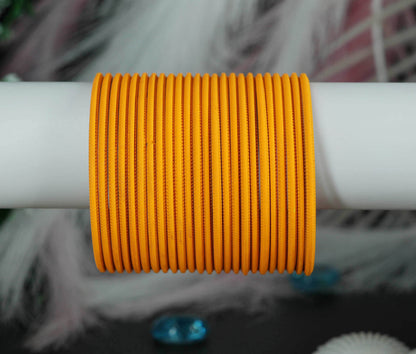 Haldi Color Plain Matte Metal Bangles for Women & Girls (Pack of 24)