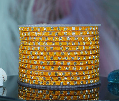 Glass Bangle with Beads Studded for Women & Girls (Pack 12 Bangles)