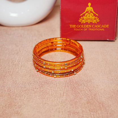 Glass Kada Bangles for Women & Girls | Meenakari with Stone Work (Pack of 4 kada)