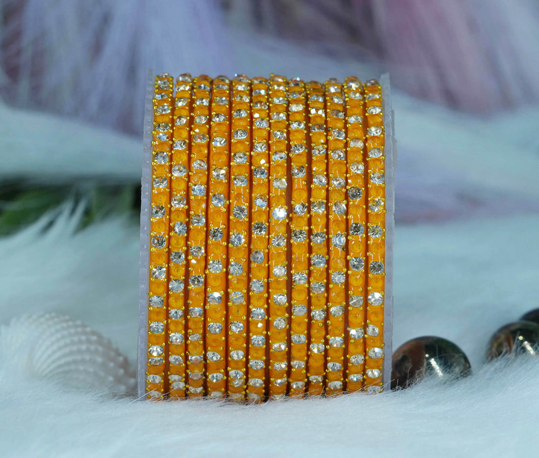 Glass Bangles with Beads Studded for Women & Girls (Pack 12)