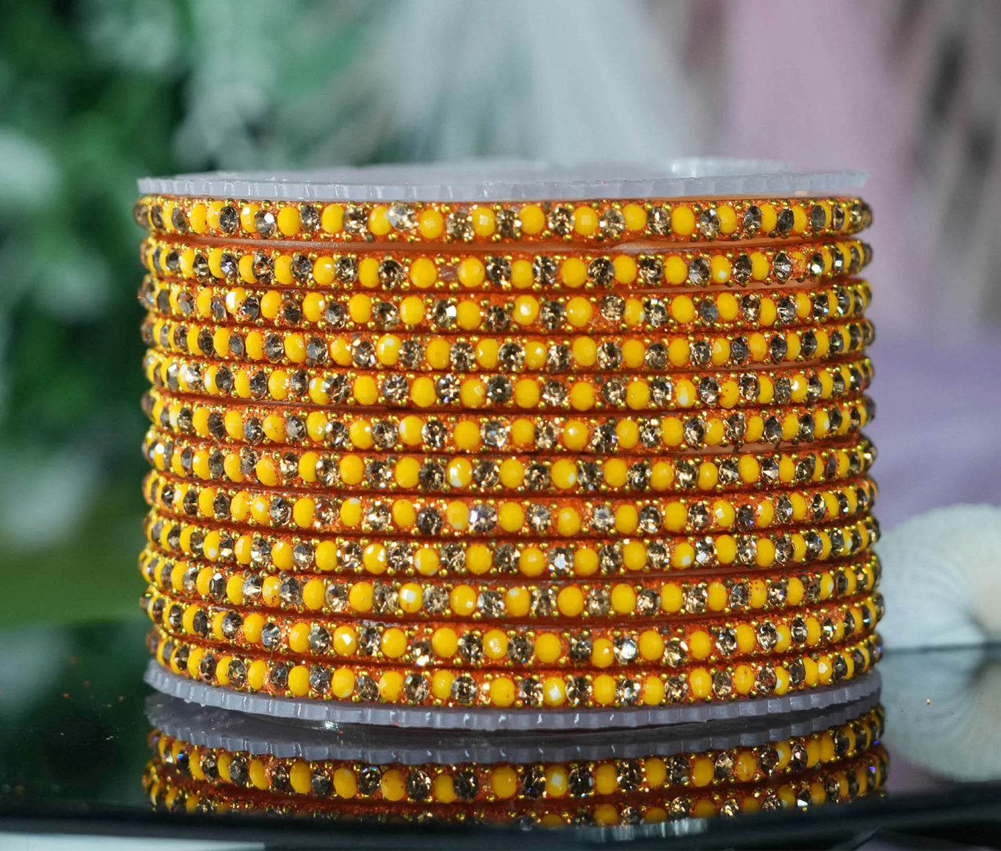 Glass Bangles with Beads Studded for Women & Girls | Multiple Color Chudiyan (Pack of 12 Bangles)