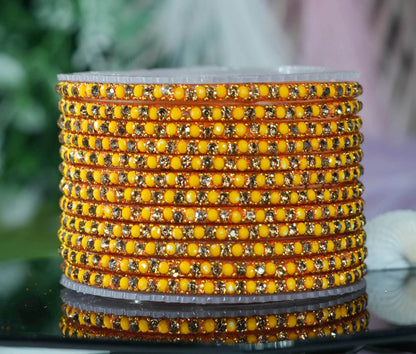 Glass Bangles with Beads Studded for Women & Girls | Multiple Color Chudiyan (Pack of 12 Bangles)