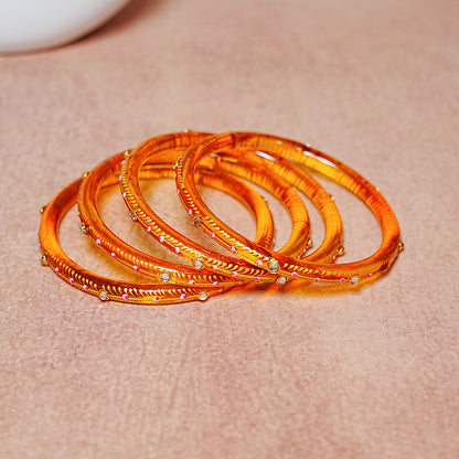 Glass Kada Bangles for Women & Girls | Meenakari with Stone Work (Pack of 4 kada)