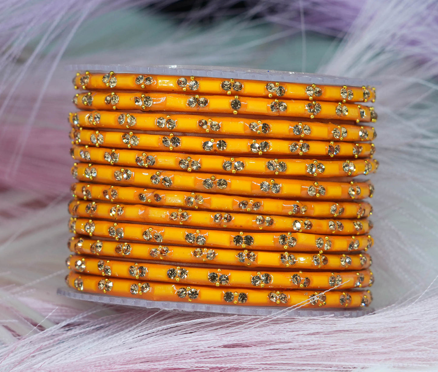Multiple Color Glass Bangles with Beads Studded for Women & Girls (Pack of 12 Bangles)
