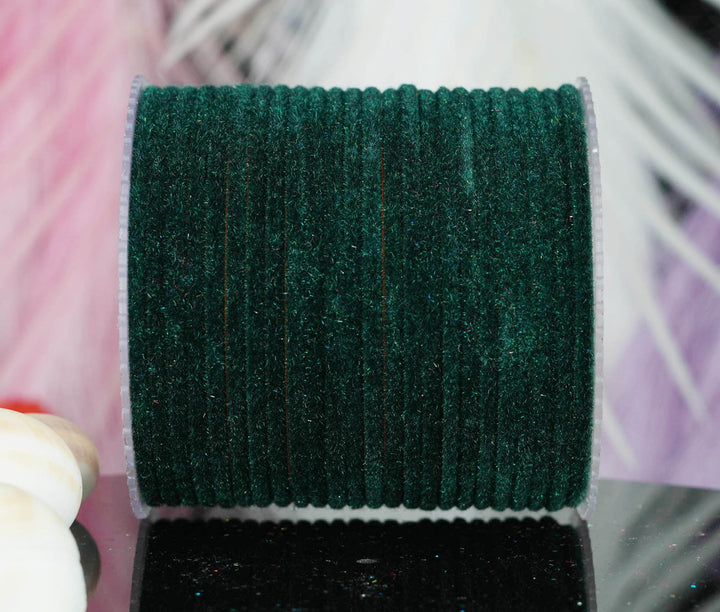 Dark Green Velvet Metal Bangles for Women & Girls (Pack of 24)