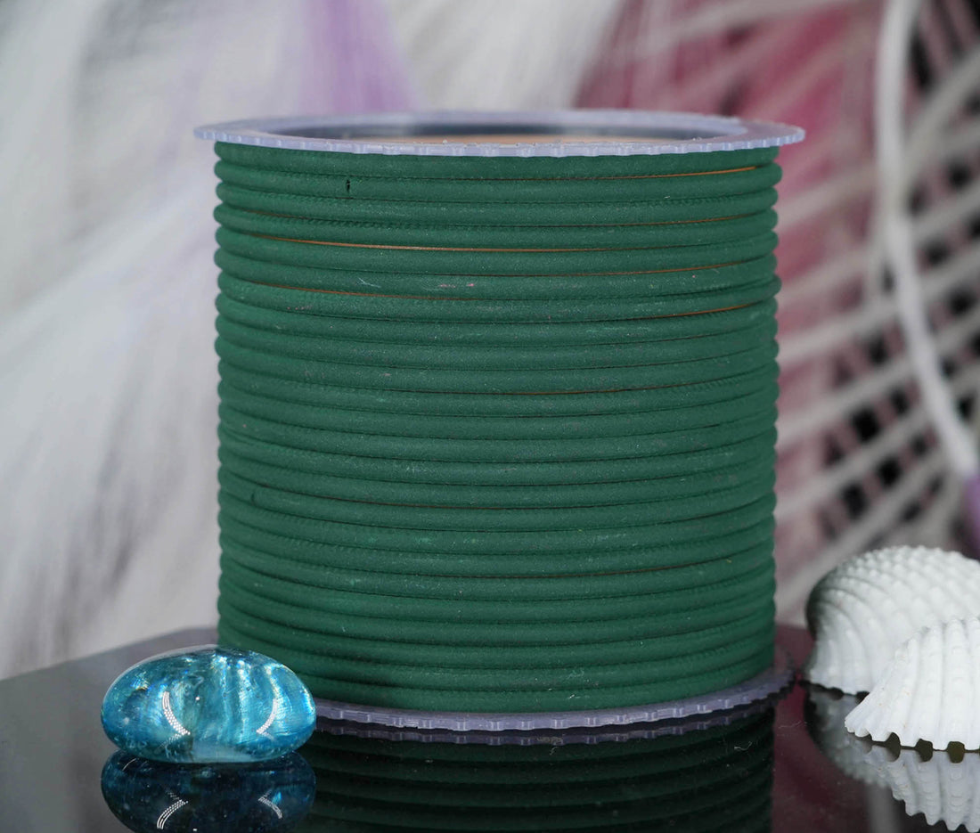 Dark Green Color Plain Matte Metal Bangles for Women & Girls (Pack of 24)