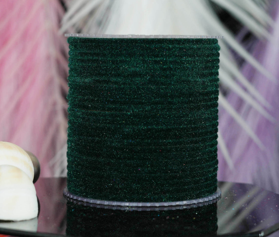 Dark Green Velvet Metal Bangles for Women & Girls (Pack of 24)