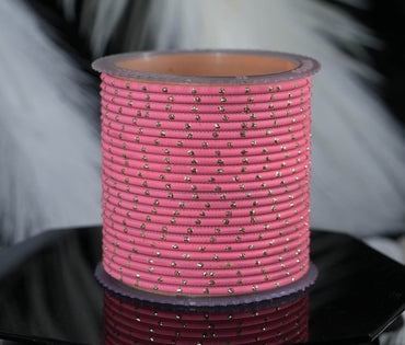 Light Gajari Dot Design Matte Finish Metal Bangle for Women & Girls (Pack of 24)