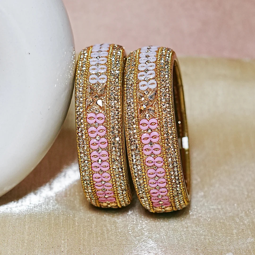 Traditional Wide Glass Kada with Beads Studded Design for Women & Girls (Pack of 2)