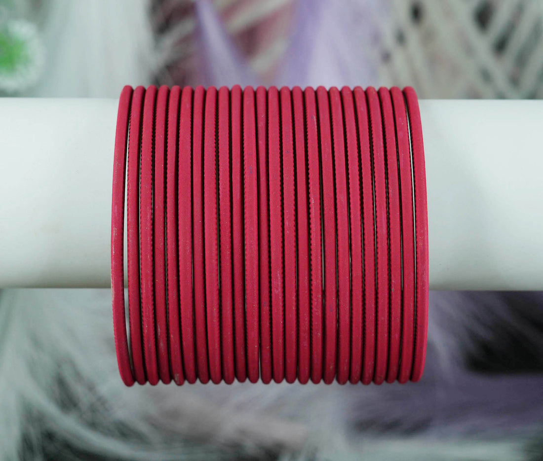 Light Maroon Color Plain Matte Metal Bangles for Women & Girls (Pack of 24)