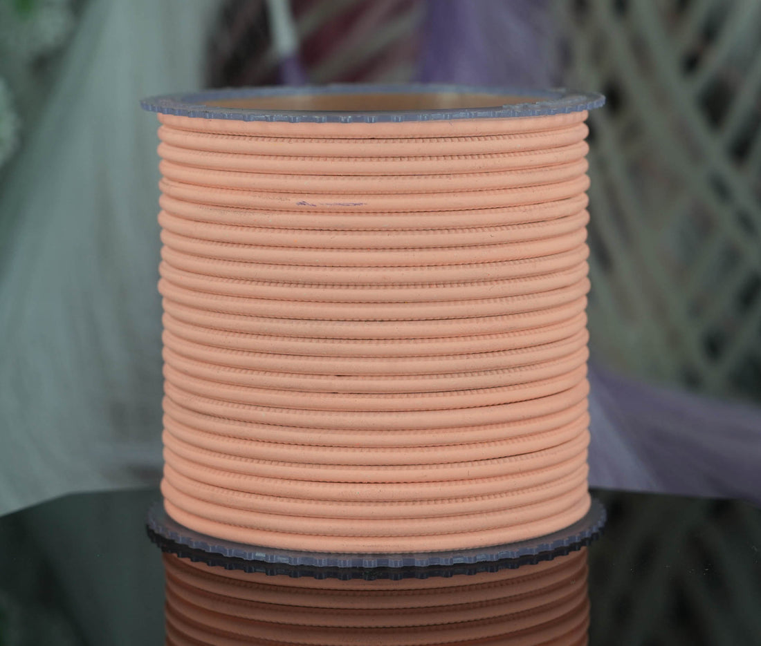 Light Peach Color Plain Matte Metal Bangles for Women & Girls (Pack of 24)
