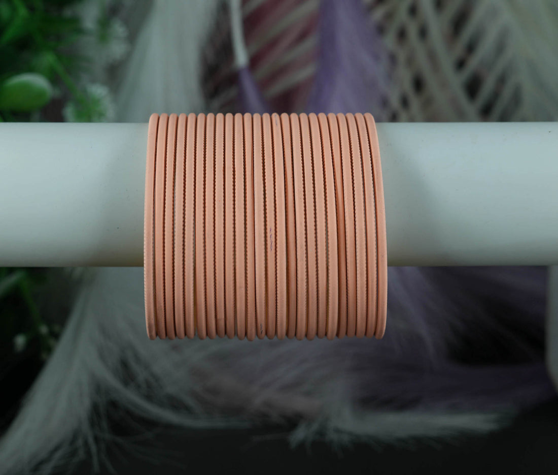 Light Peach Color Plain Matte Metal Bangles for Women & Girls (Pack of 24)