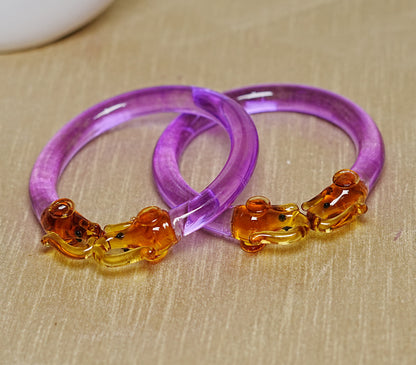 Multiple Color Elephant Design Glass Kada for Women & Girls (Pack of 2 Kada)