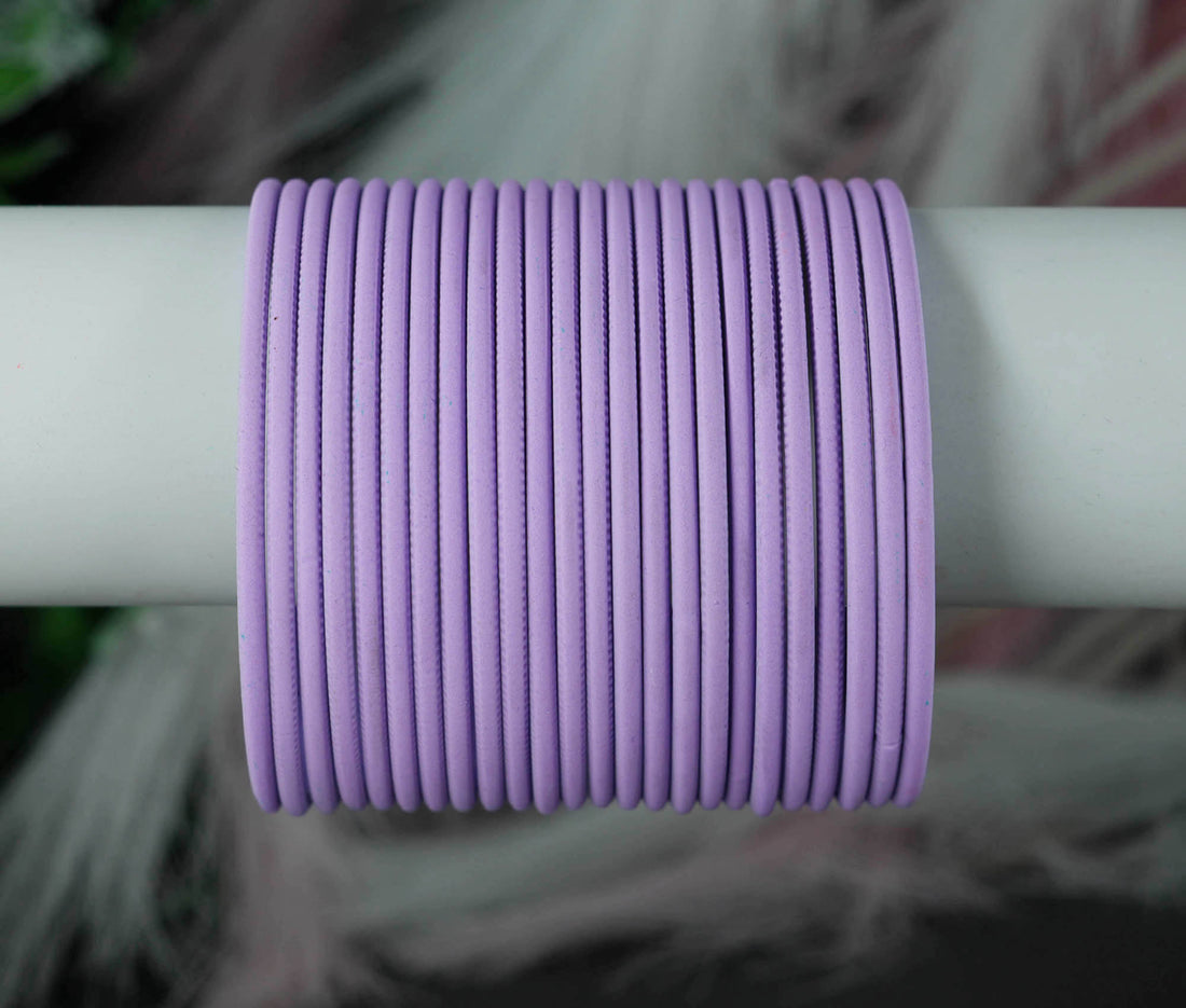 Light Purple Color Plain Matte Metal Bangles for Women & Girls (Pack of 24)