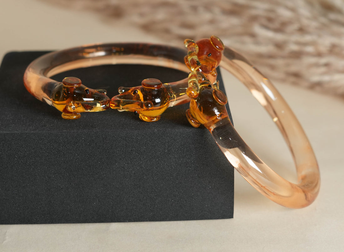 Multiple Colors Glass Kada Elephant Design for Women & Girls | Glossy Finished & Unique Bangles for Ladies