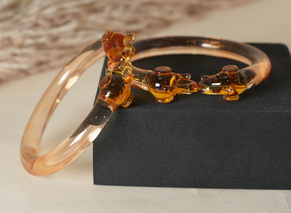 Multiple Colors Glass Kada Elephant Design for Women & Girls | Glossy Finished & Unique Bangles for Ladies