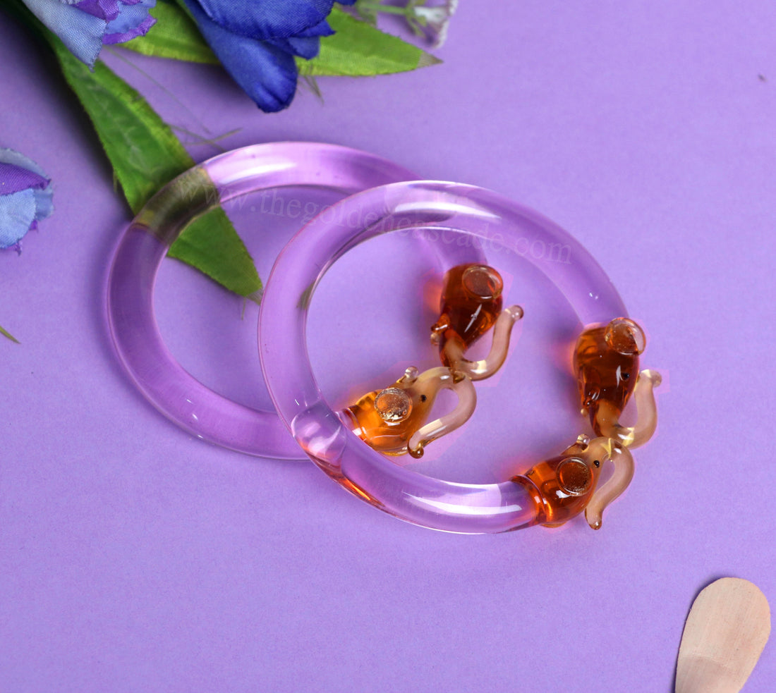 Stylish Multiple Color Glass Kada Elephant Design for Women & Girls | Glossy Finished & Unique Bangles for Ladies