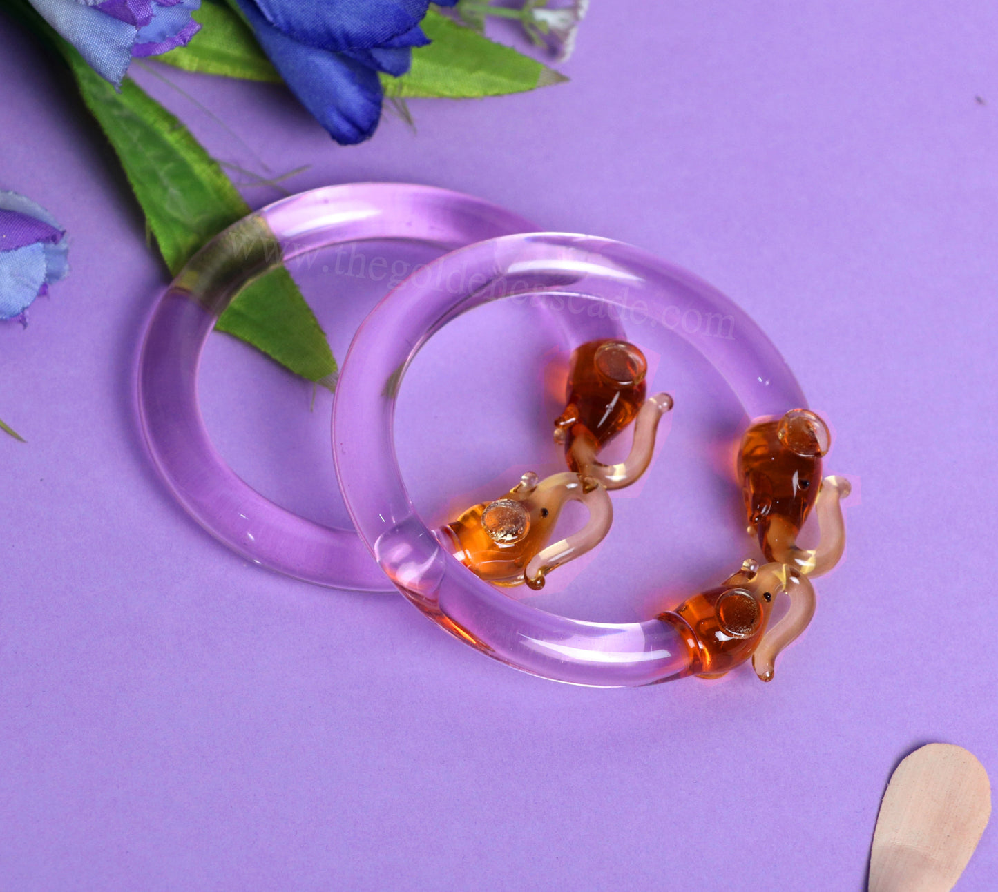 Multiple Color Elephant Design Glass Kada for Women & Girls (Pack of 2 Kada)