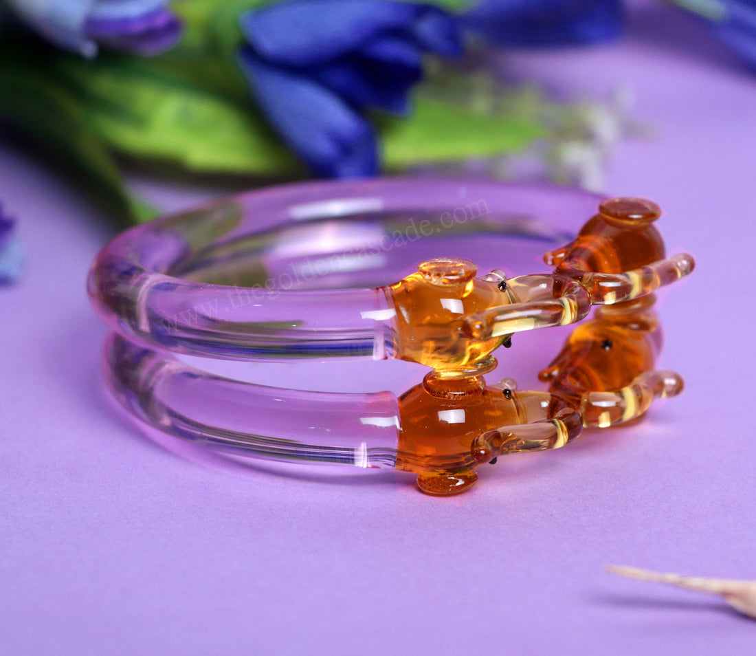 Stylish Multiple Color Glass Kada Elephant Design for Women & Girls | Glossy Finished & Unique Bangles for Ladies
