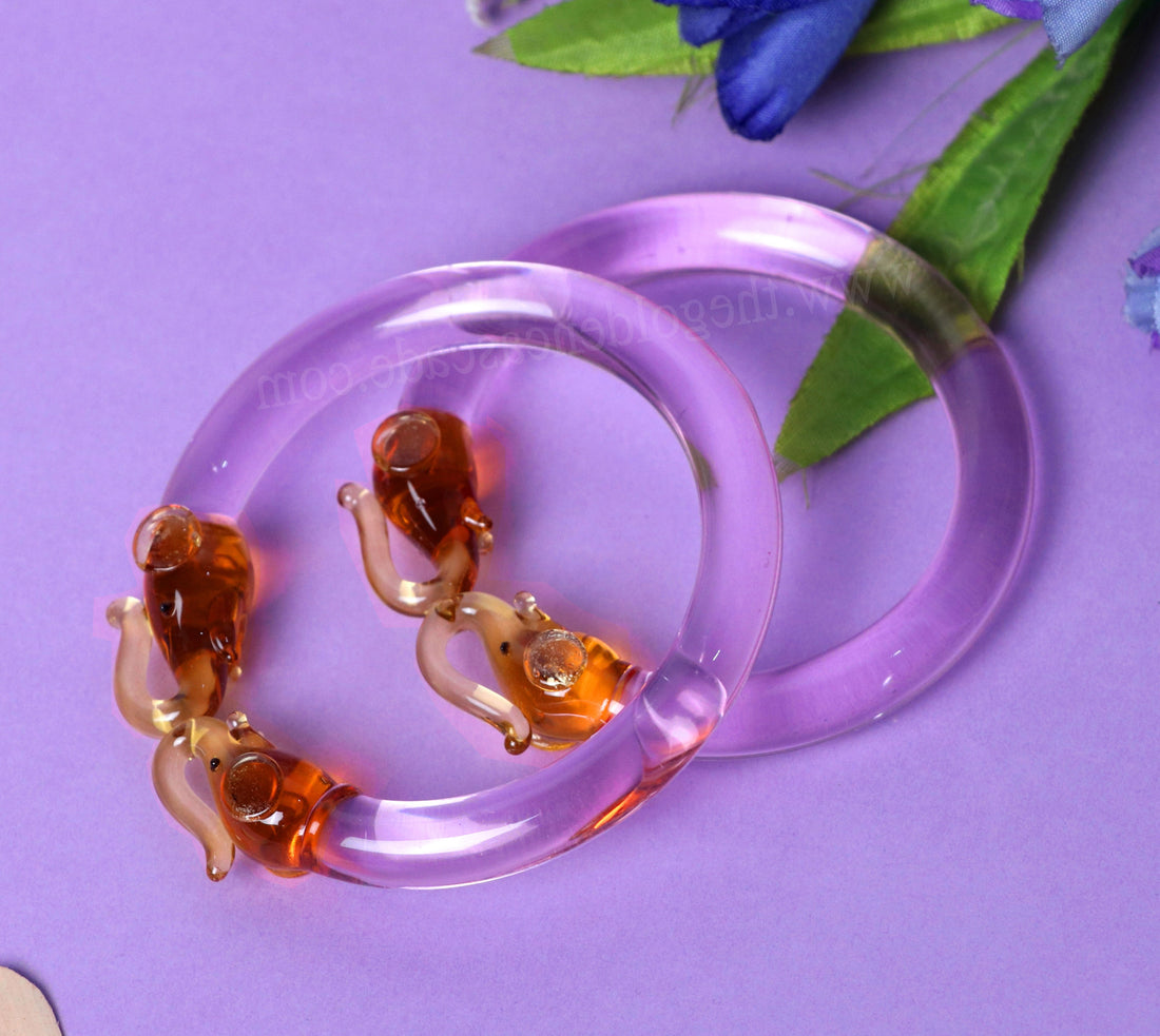 Stylish Multiple Color Glass Kada Elephant Design for Women & Girls | Glossy Finished & Unique Bangles for Ladies