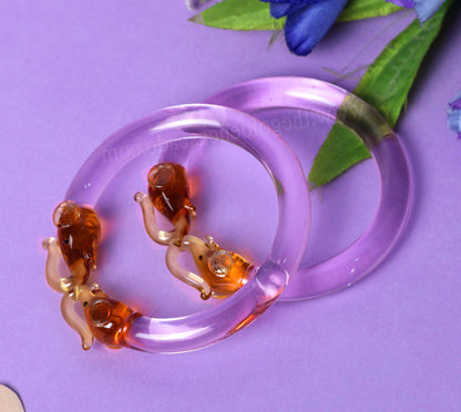 Multiple Color Elephant Design Glass Kada for Women & Girls (Pack of 2 Kada)