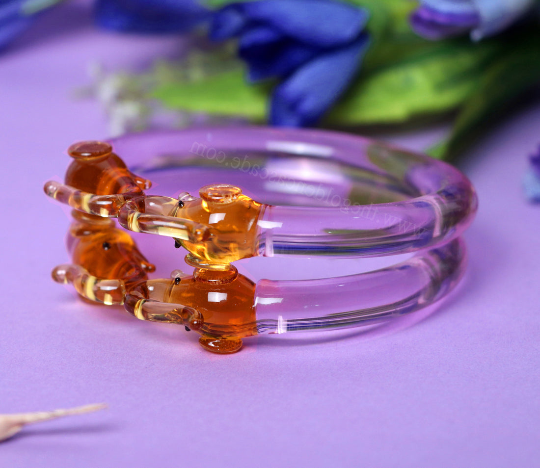 Stylish Multiple Color Glass Kada Elephant Design for Women & Girls | Glossy Finished & Unique Bangles for Ladies