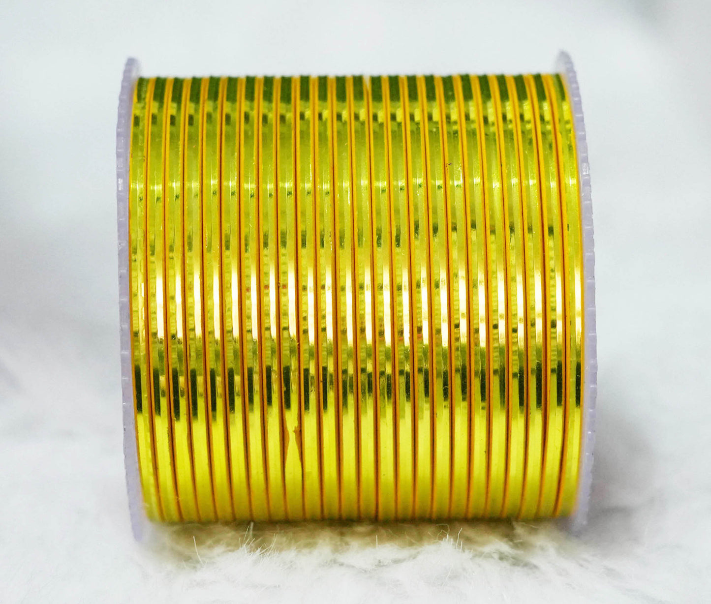 Light Yellow Maroon Color Glossy Metal Bangle for Women & Girls (Pack of 24)