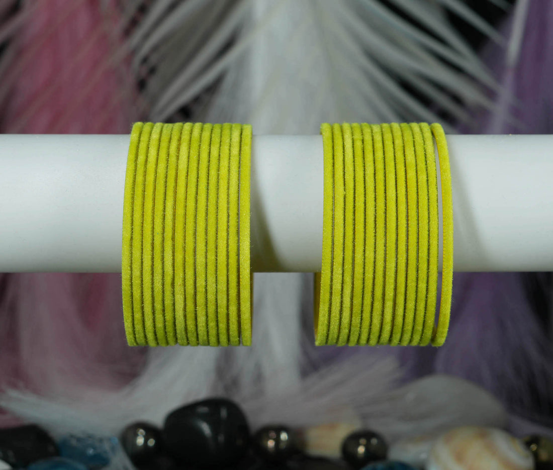 Fancy Multiple Color Velvet Metal Bangles for Women | Traditional Chudiyan for Ladies