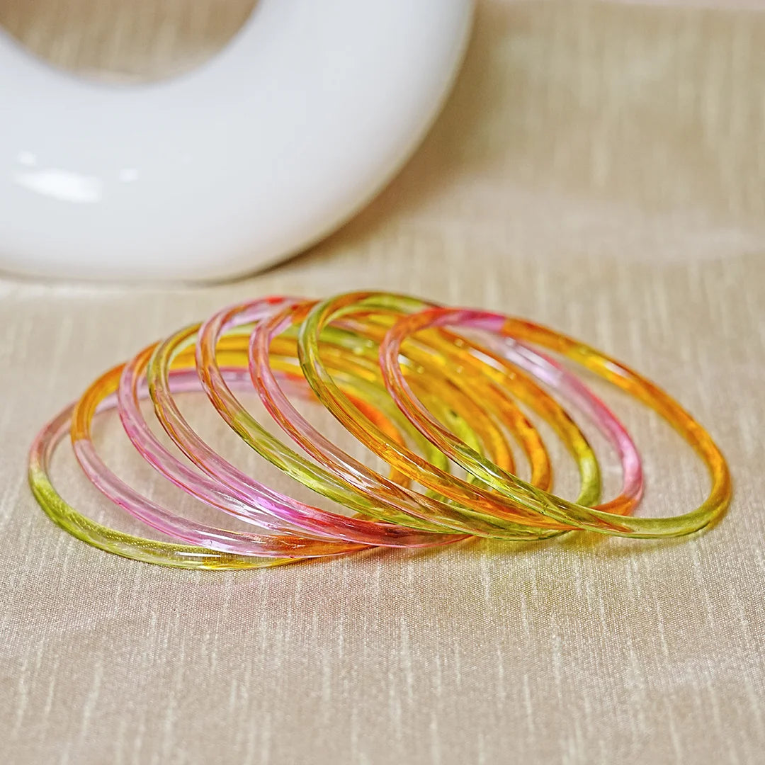 Trendy Acrylic Bangles Glossy & Smooth Finish for Women (Pack of 8)