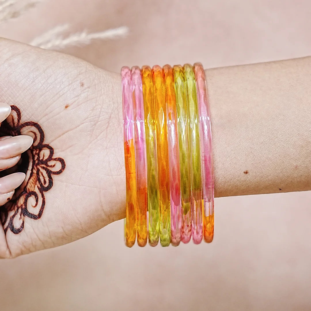Trendy Acrylic Bangles Glossy & Smooth Finish for Women (Pack of 8)