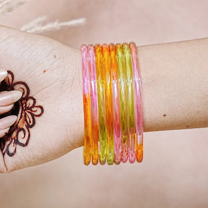 Trendy Acrylic Bangles Glossy & Smooth Finish for Women (Pack of 8)