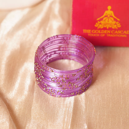 Glass Bangle with Beads Studded for Women & Girls (Pack of 12 Bangles)