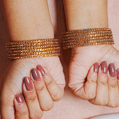 Glass Bangle with Beads Work for Women and Girls (Pack of 12 Bangles)