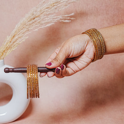 Glass Bangle with Beads Work for Women and Girls (Pack of 12 Bangles)