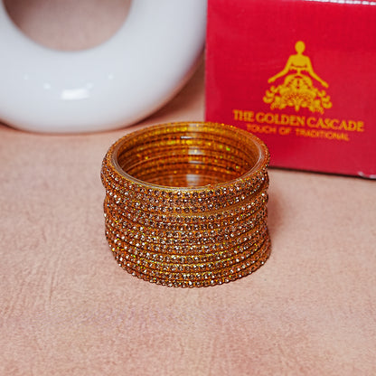Glass Bangle with Beads Work for Women and Girls (Pack of 12 Bangles)