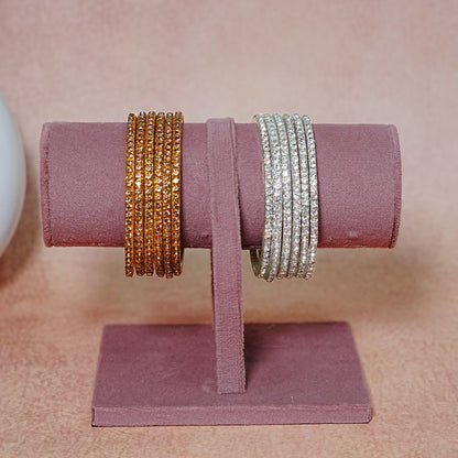 Glass Bangle with Beads Work for Women and Girls (Pack of 12 Bangles)