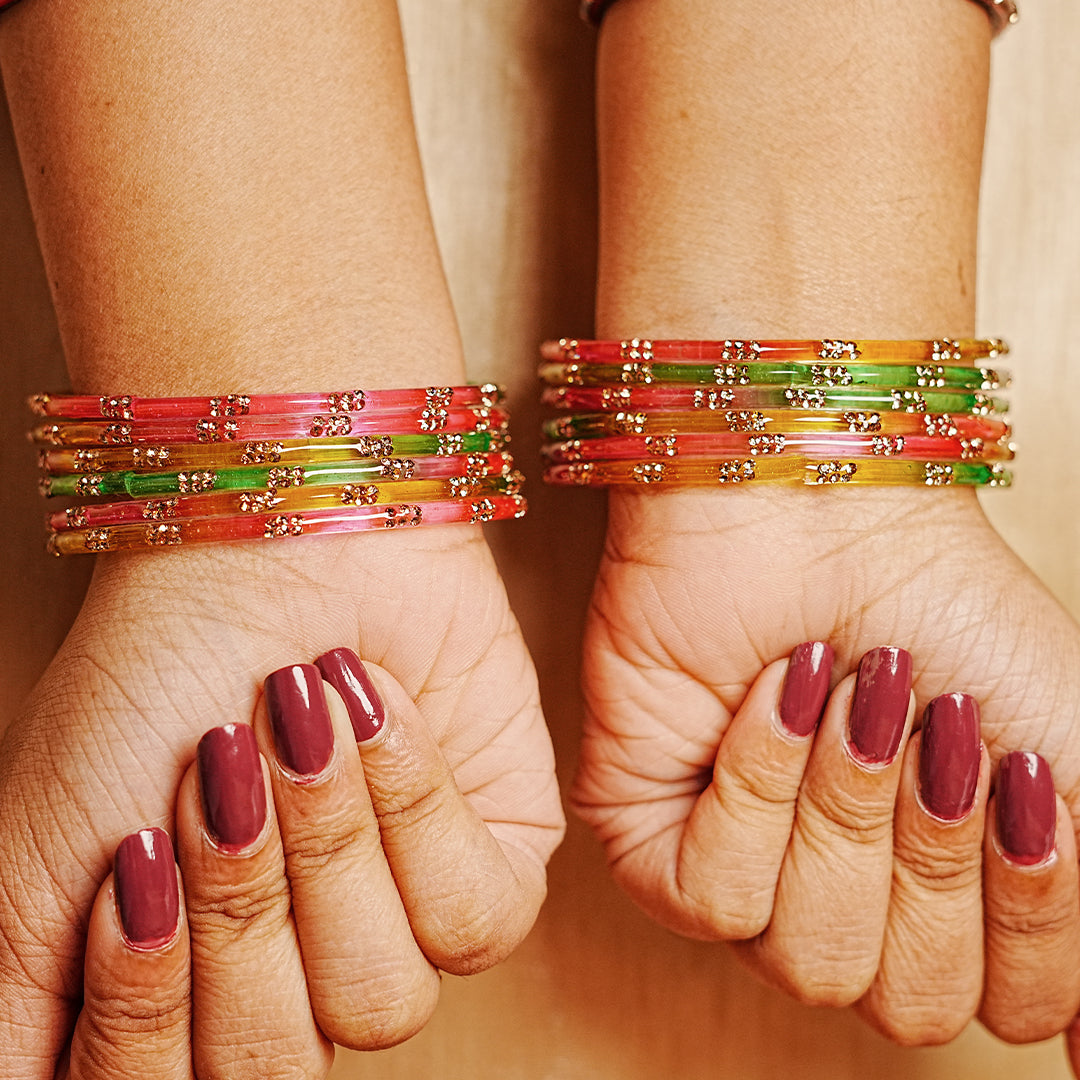 Beautiful Glass Bangles for Women & Girls (Pack of 12 Bangles)
