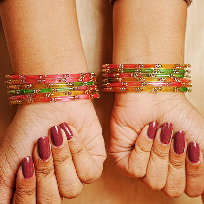 Beautiful Glass Bangles for Women & Girls (Pack of 12 Bangles)